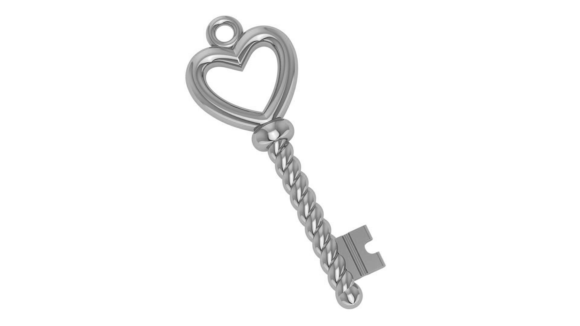 Love Key Silver Pendant in sleek, polished design made from recycled Silver 925.