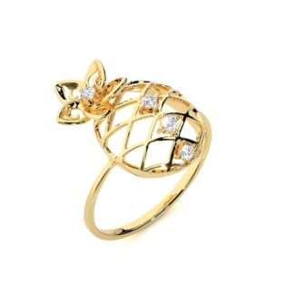 Chic Pineapple Silver Ring with high-polished finish and sparkling stones.
