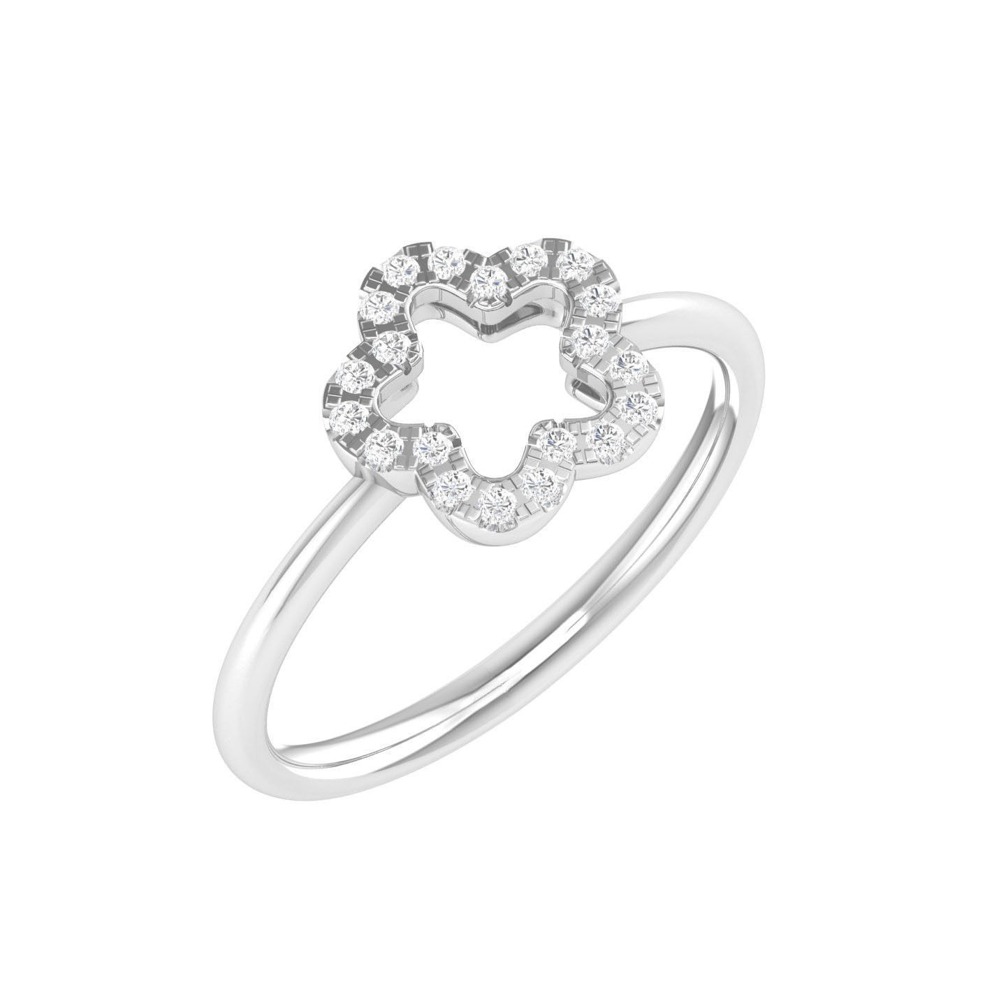 Floral-Starry Luminous Ring in Silver 925 with sparkling star and flower motifs, eco-friendly and stylish.