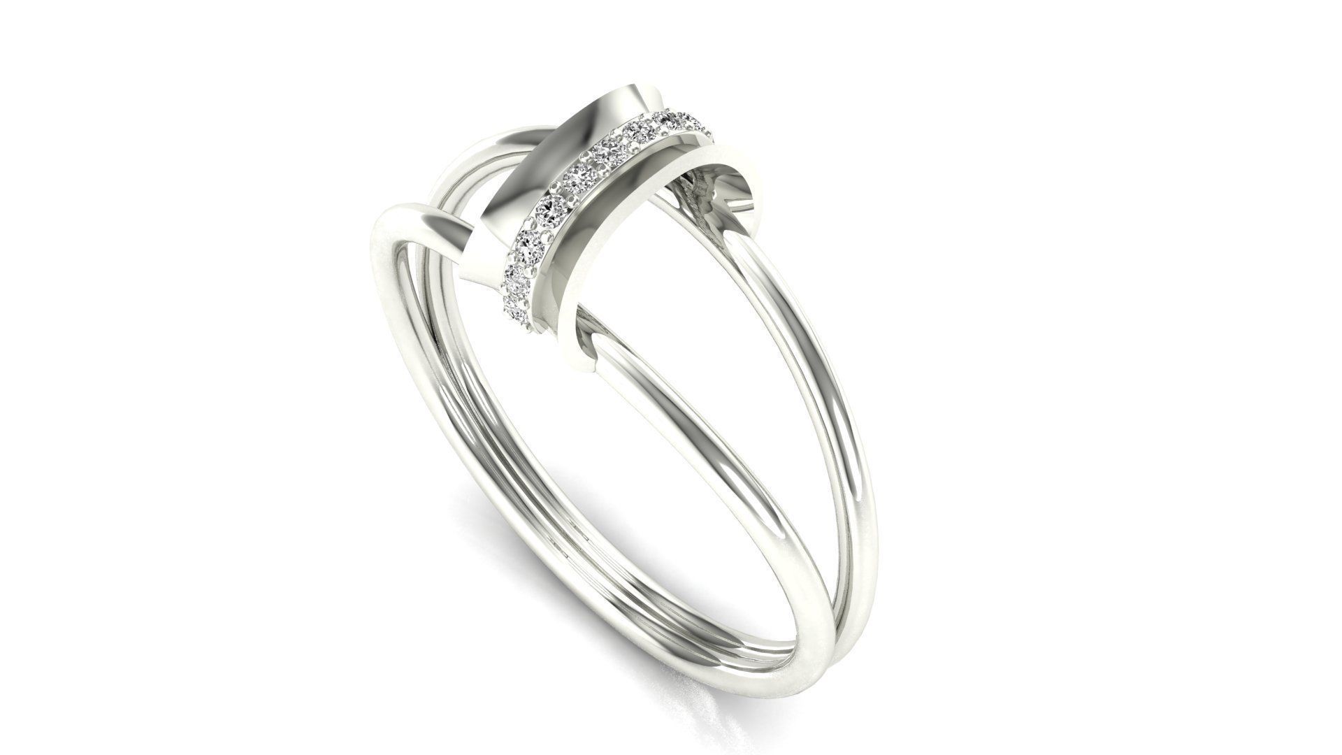 Radiant Silver Duo Ring with a sleek double-band design and sparkling stones.