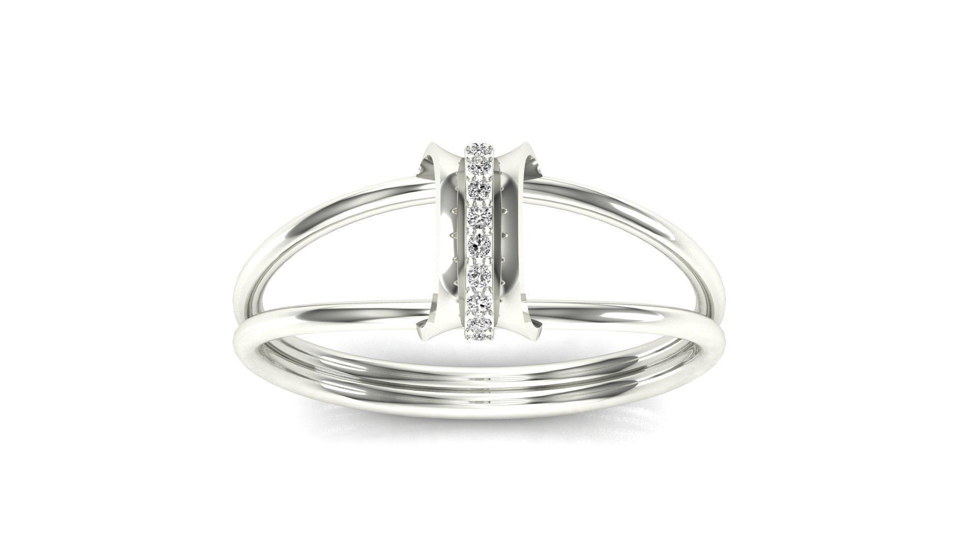 Radiant Silver Duo Ring with a sleek double-band design and sparkling stones.