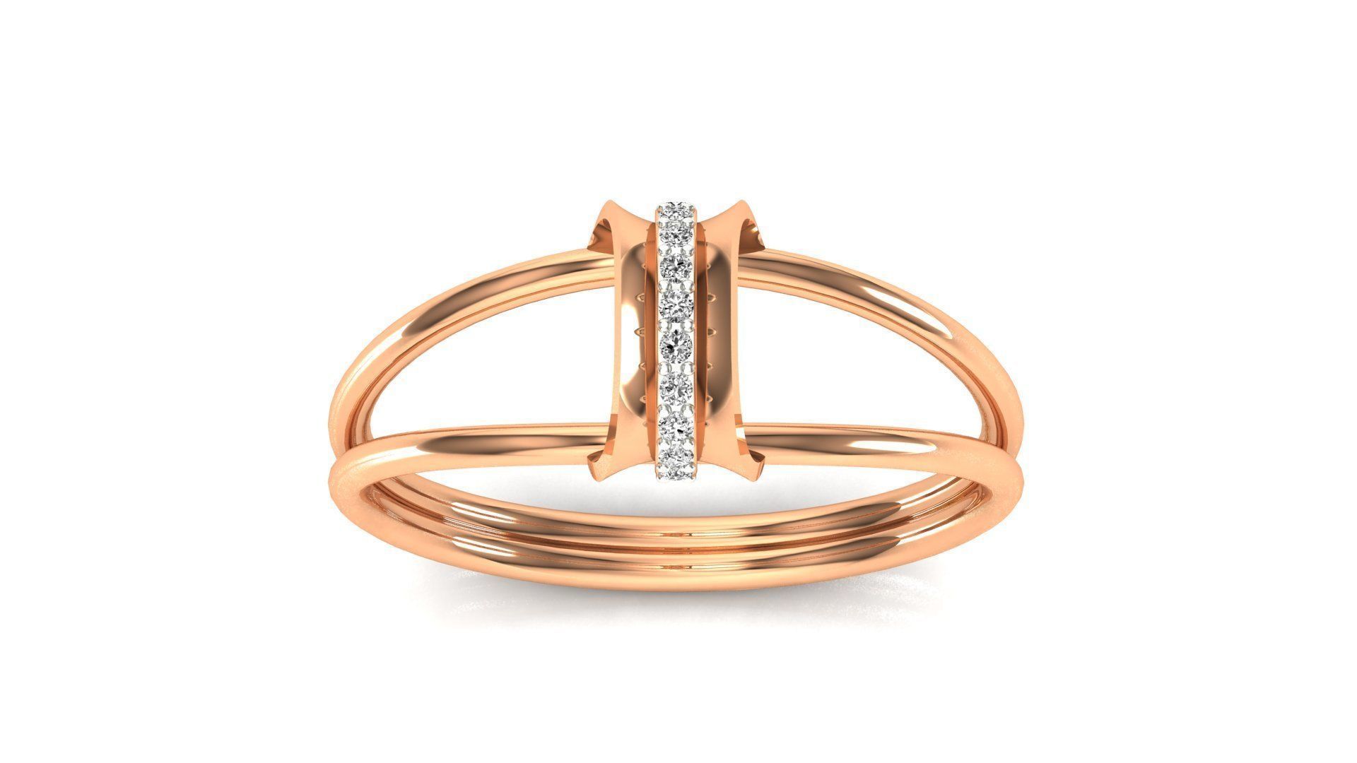 Radiant Silver Duo Ring with a sleek double-band design and sparkling stones.