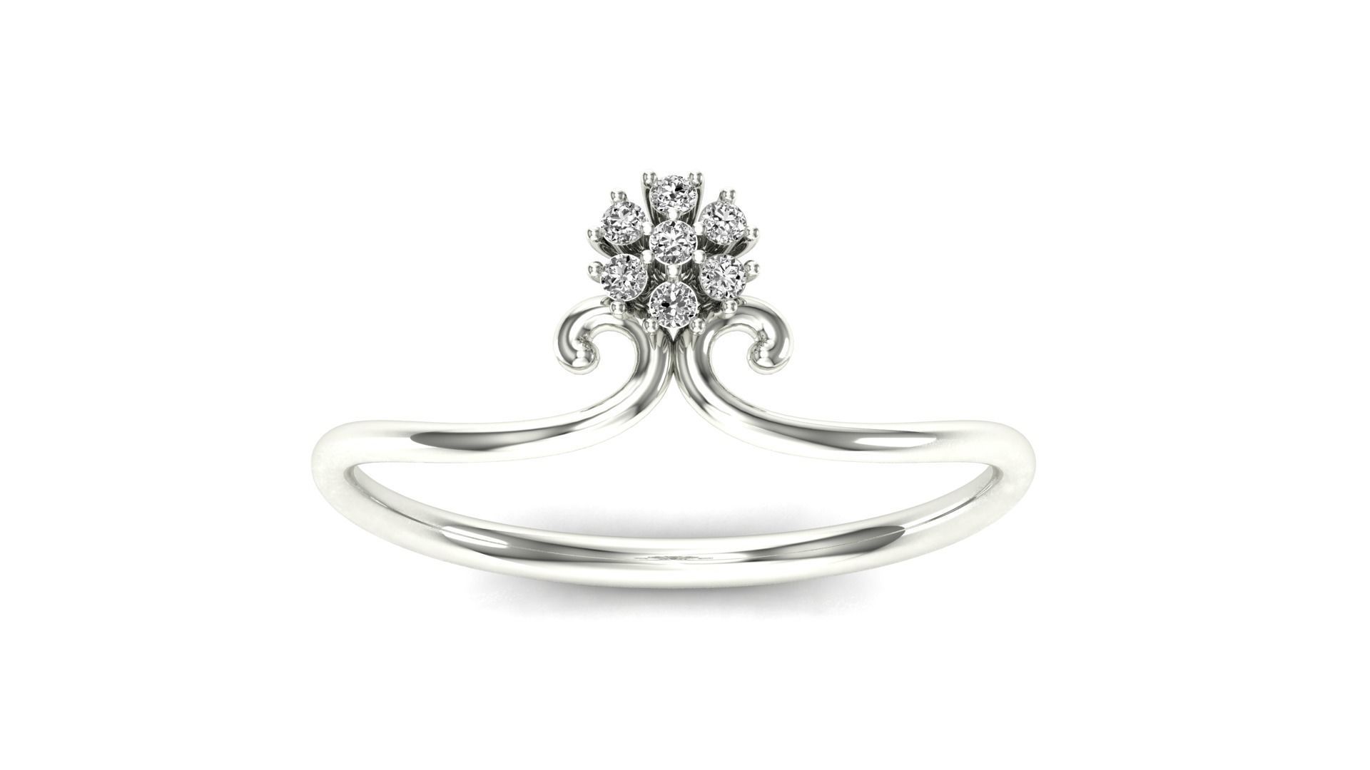 Floral Bloom Silver Ring with a delicate floral design and shimmering stones.