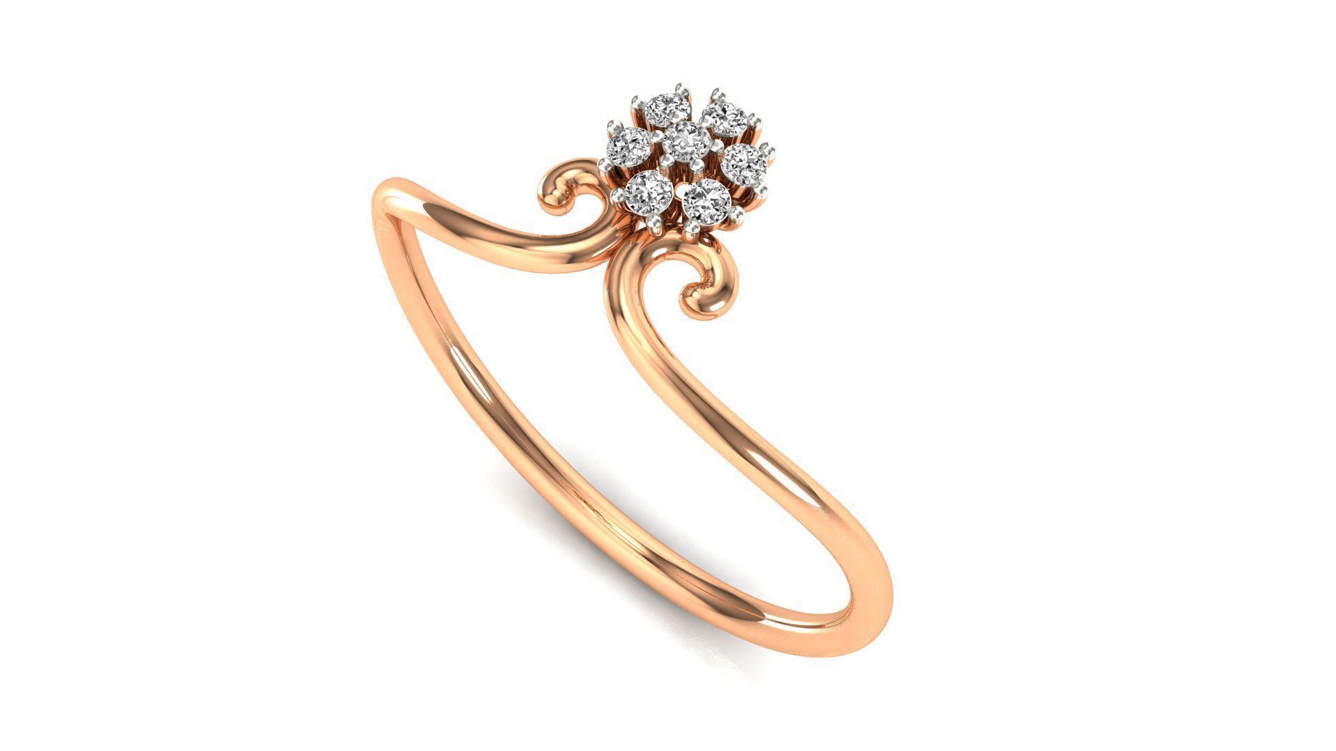 Floral Bloom Silver Ring with a delicate floral design and shimmering stones.