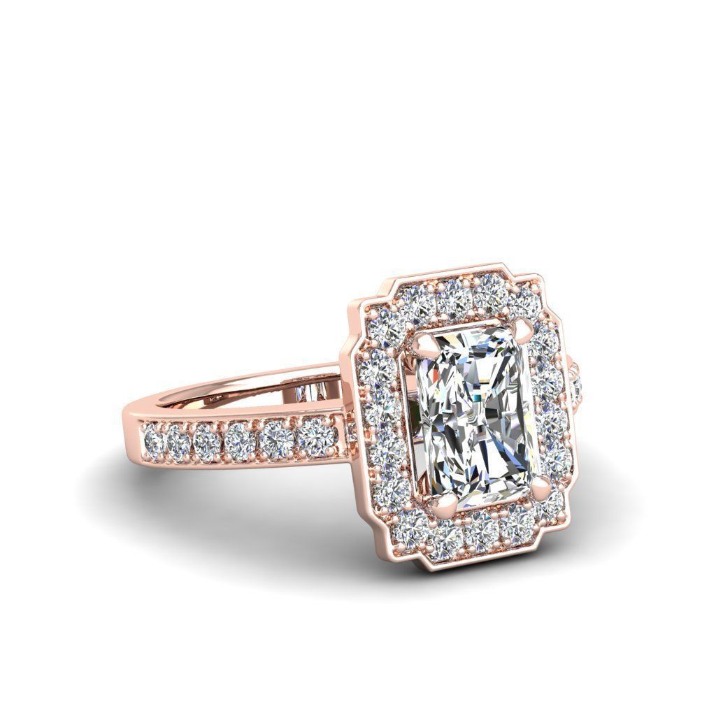 Radiant Halo Silver Ring with sparkling stones