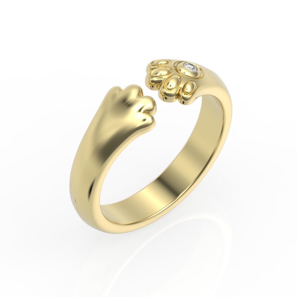 Silver Cat Paw Ring with an open design featuring a delicate paw motif in sterling silver.