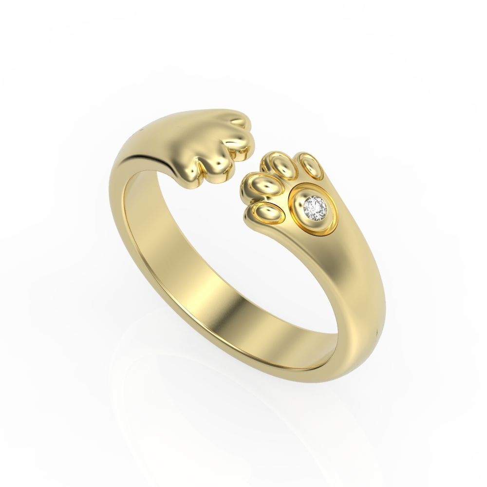 Silver Cat Paw Ring with an open design featuring a delicate paw motif in sterling silver.