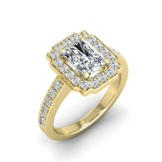 Radiant Halo Silver Ring with sparkling stones