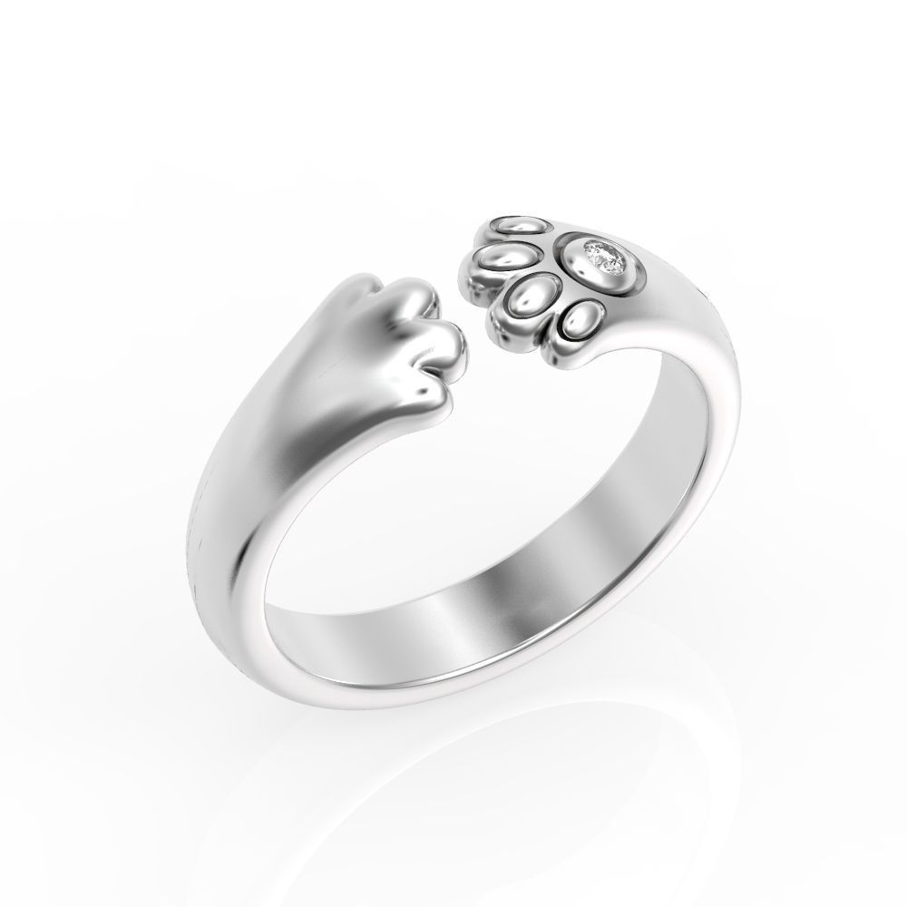 Silver Cat Paw Ring with an open design featuring a delicate paw motif in sterling silver.