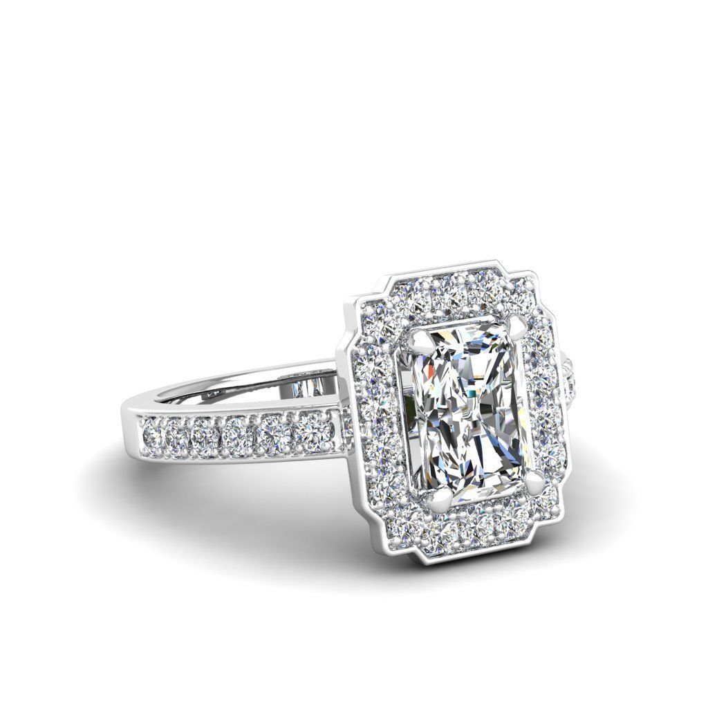 Radiant Halo Silver Ring with sparkling stones