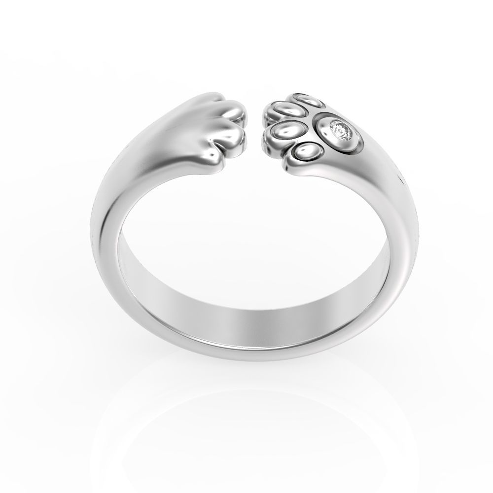 Silver Cat Paw Ring with an open design featuring a delicate paw motif in sterling silver.