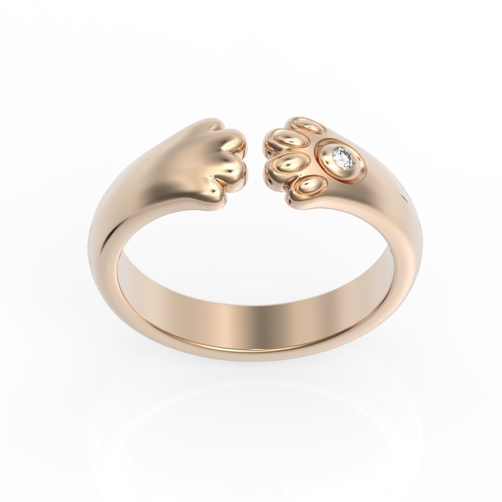 Silver Cat Paw Ring with an open design featuring a delicate paw motif in sterling silver.