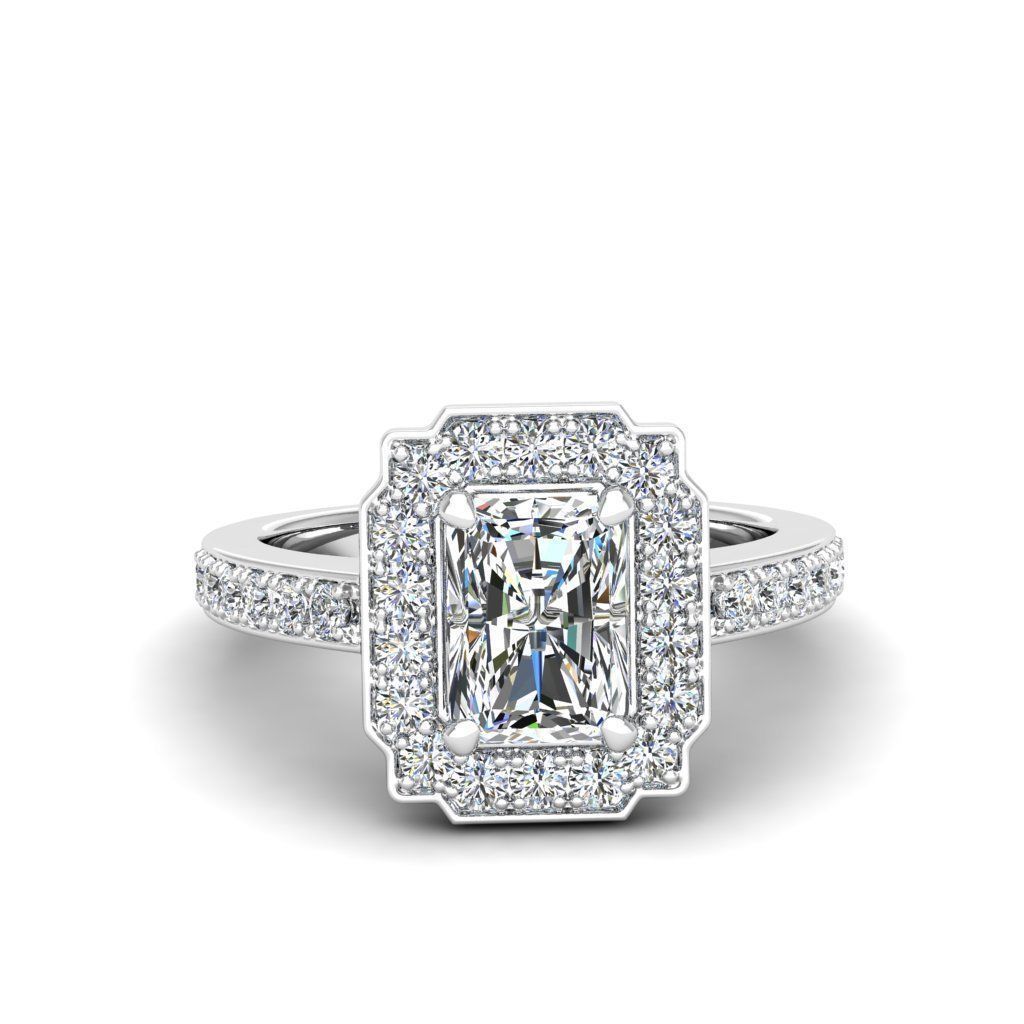 Radiant Halo Silver Ring with sparkling stones