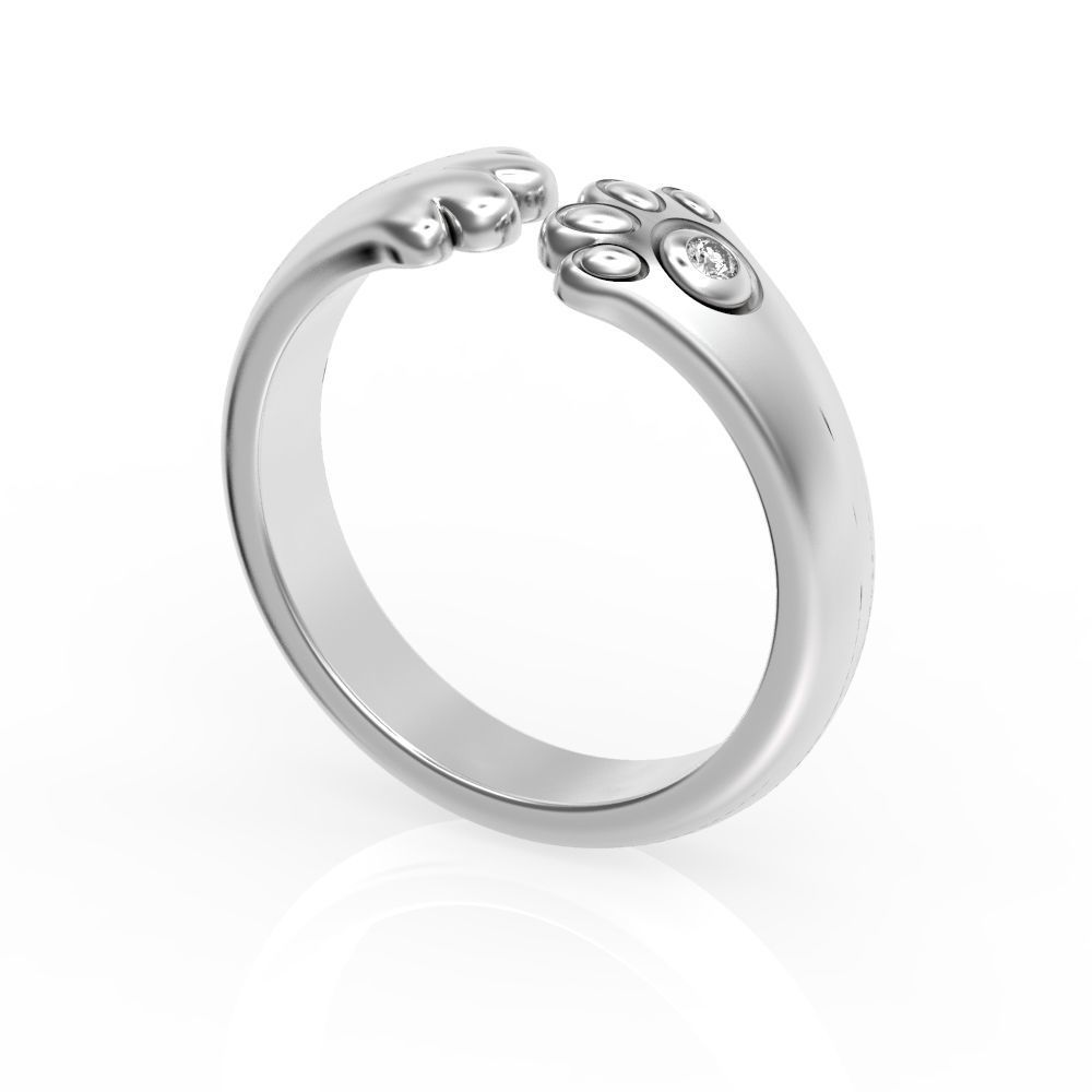 Silver Cat Paw Ring with an open design featuring a delicate paw motif in sterling silver.
