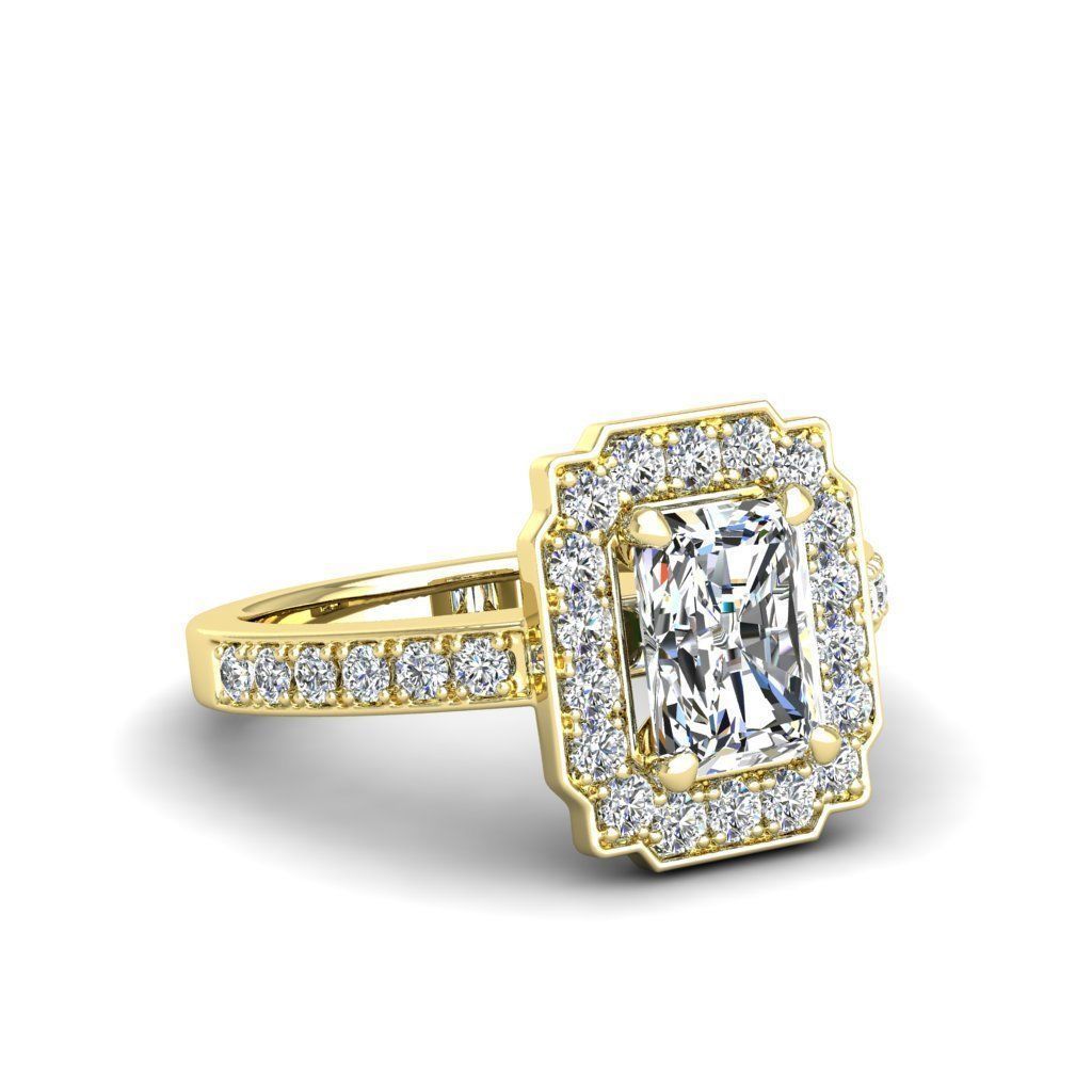 Radiant Halo Silver Ring with sparkling stones