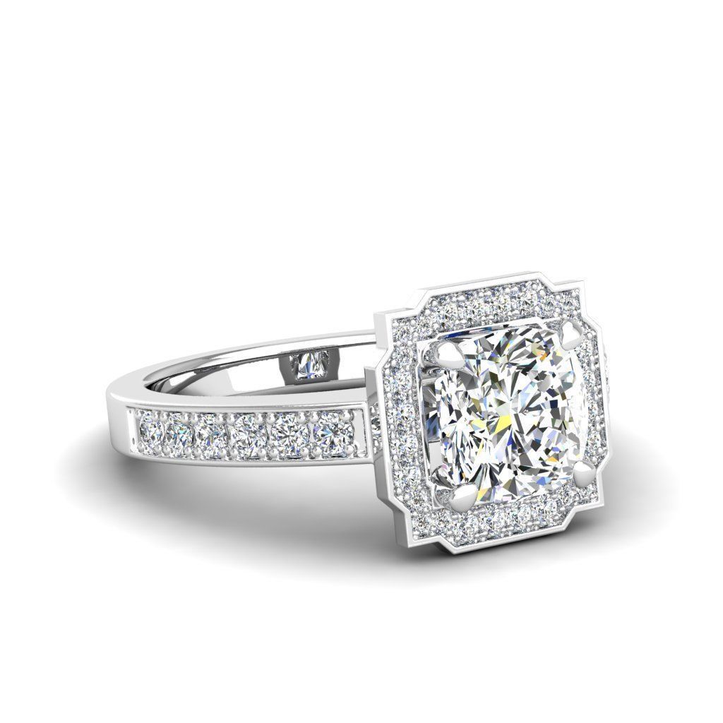 Sparkling Square Halo Ring with cubic zirconia stones in sterling silver