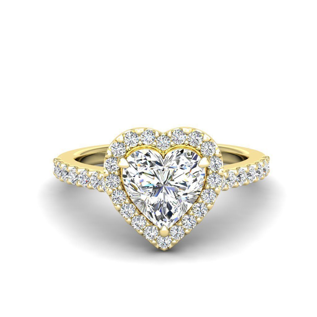 HFS-R060 (10) Elegant heart-shaped halo ring with sparkling stones, perfect for special occasions.