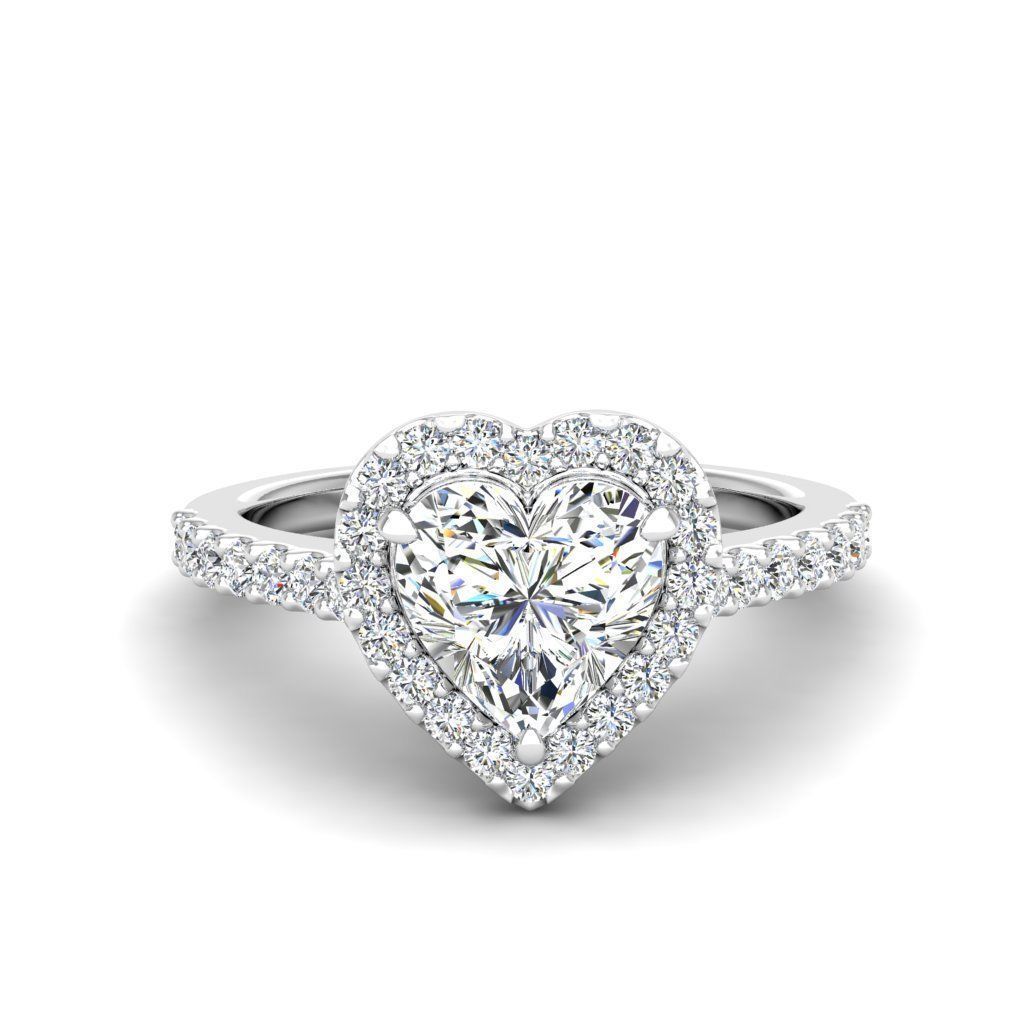 HFS-R060 (11) Elegant heart-shaped halo ring with sparkling stones, perfect for special occasions.