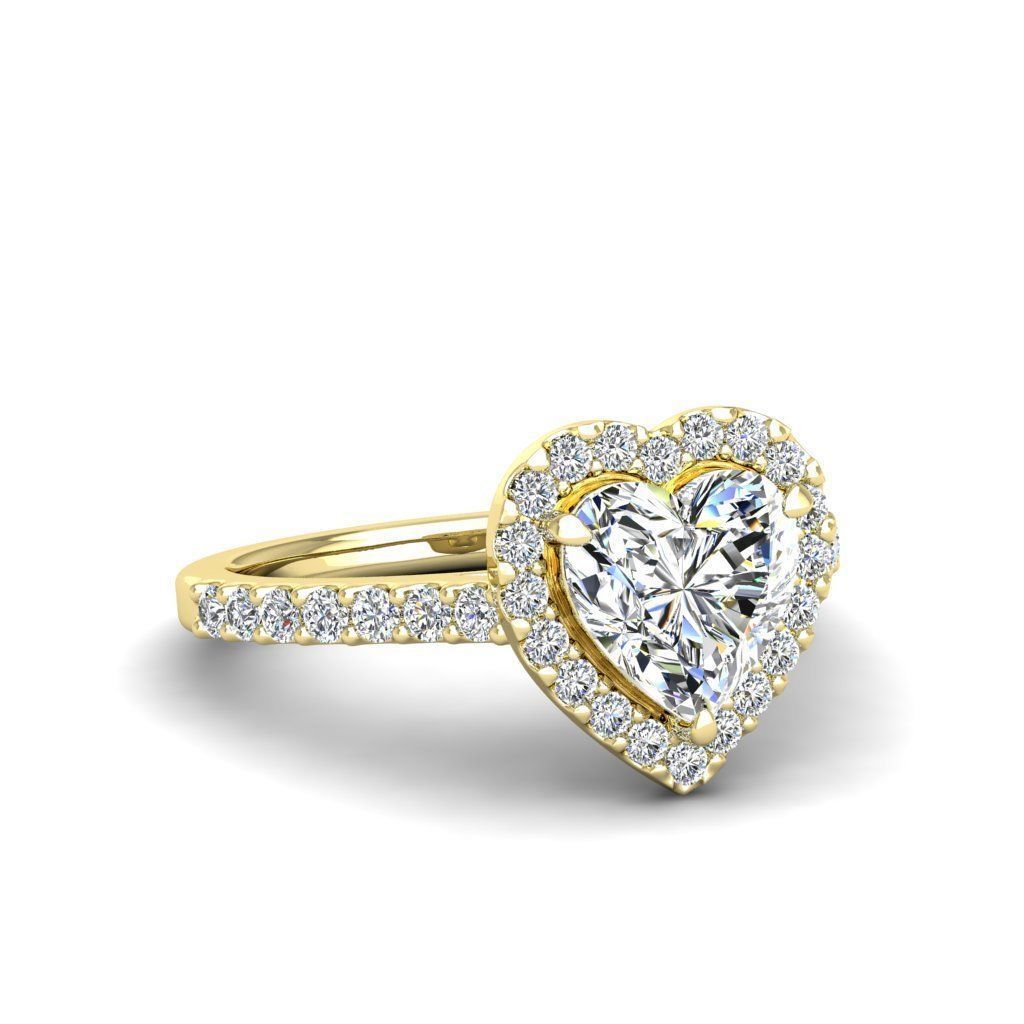 HFS-R060 (2) Elegant heart-shaped halo ring with sparkling stones, perfect for special occasions.