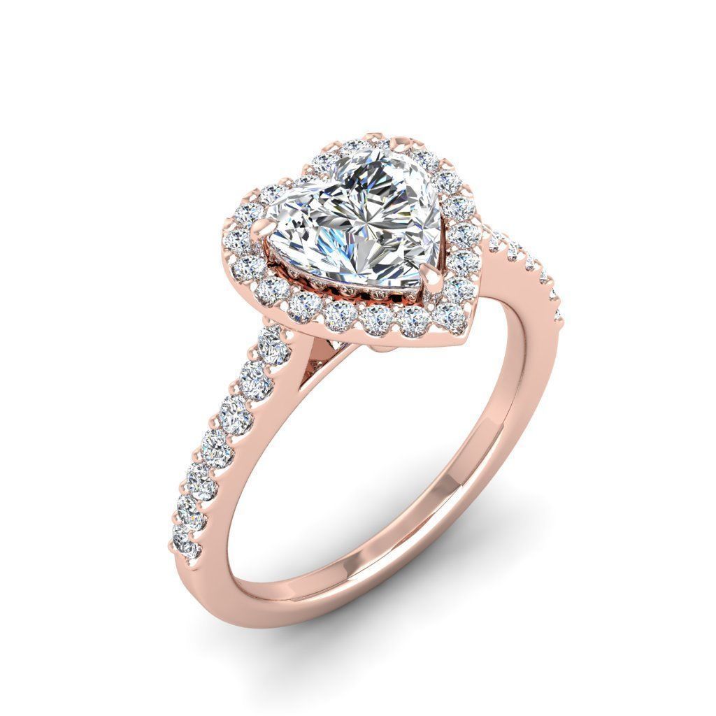 HFS-R060 (3) Elegant heart-shaped halo ring with sparkling stones, perfect for special occasions.