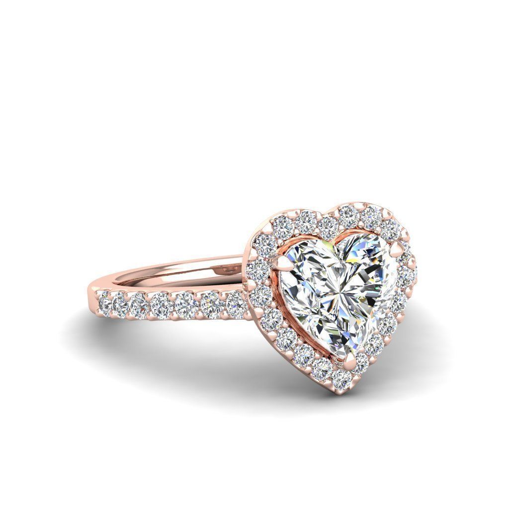 HFS-R060 (4) Elegant heart-shaped halo ring with sparkling stones, perfect for special occasions.