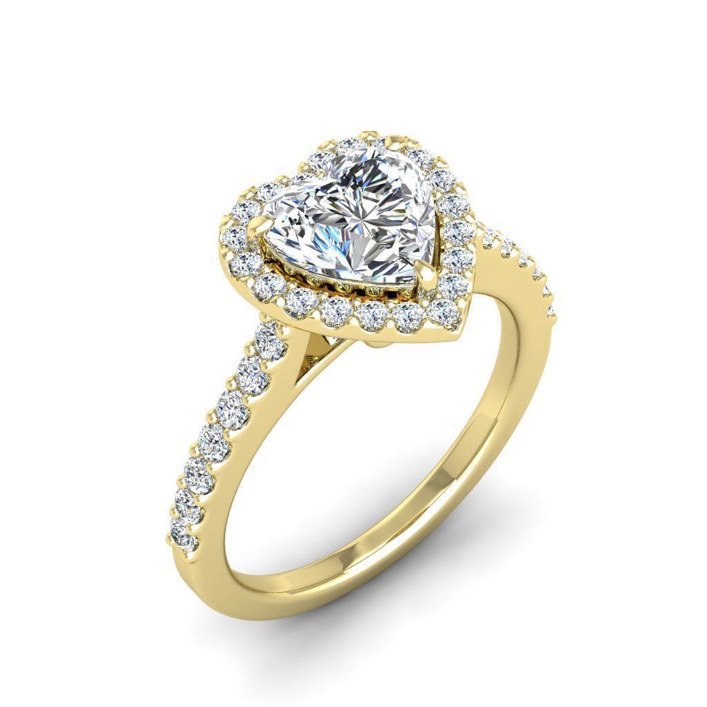 HFS-R060 (5) Elegant heart-shaped halo ring with sparkling stones, perfect for special occasions.