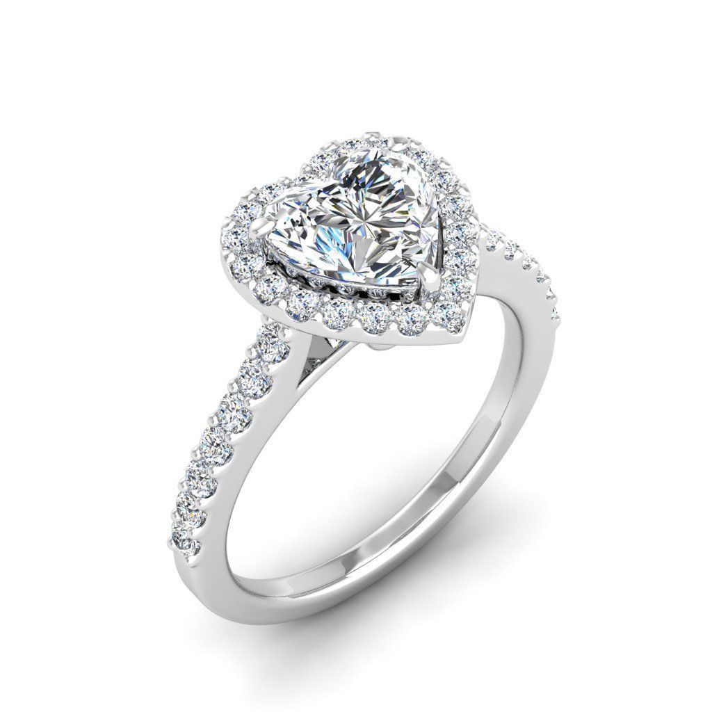 HFS-R060 (8) Elegant heart-shaped halo ring with sparkling stones, perfect for special occasions.