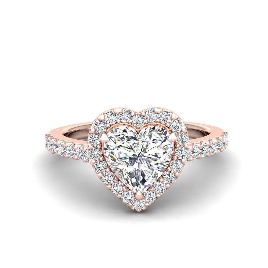 HFS-R060 (9) Elegant heart-shaped halo ring with sparkling stones, perfect for special occasions.