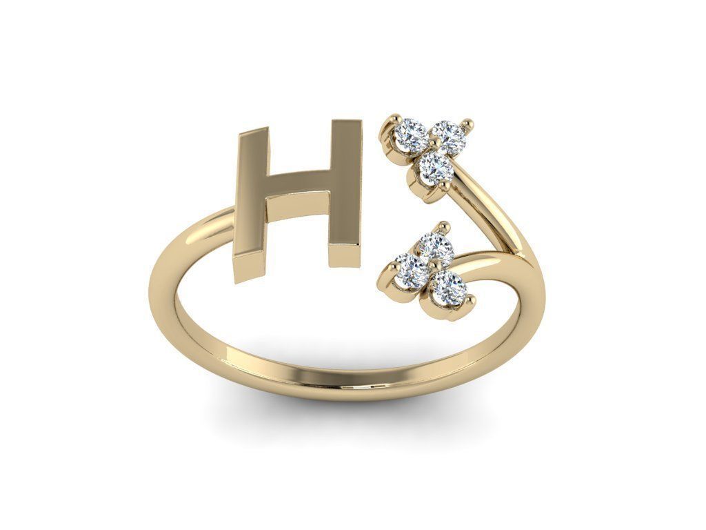 A stylish Silver 925 ring with a chic letter design and elegant zircon stones, featuring a high-polished finish.