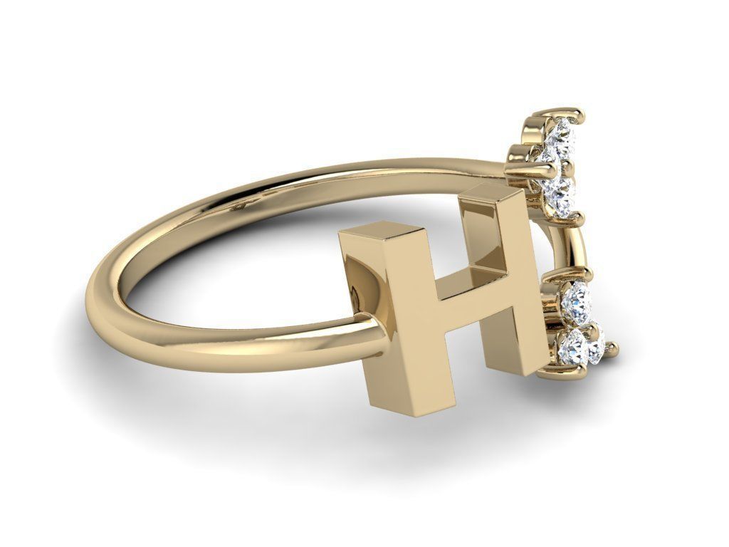 A stylish Silver 925 ring with a chic letter design and elegant zircon stones, featuring a high-polished finish.