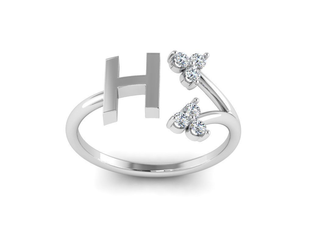 A stylish Silver 925 ring with a chic letter design and elegant zircon stones, featuring a high-polished finish.