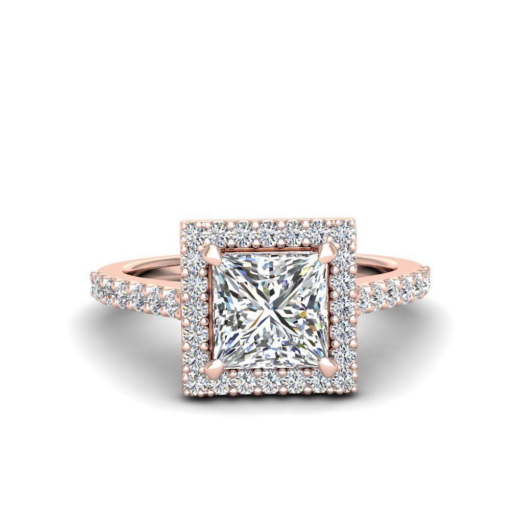 A stunning Silver 925 ring featuring a princess cut stone surrounded by a radiant halo.