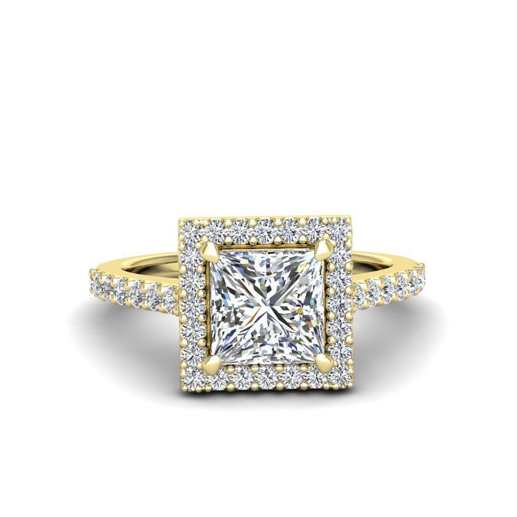 A stunning Silver 925 ring featuring a princess cut stone surrounded by a radiant halo.