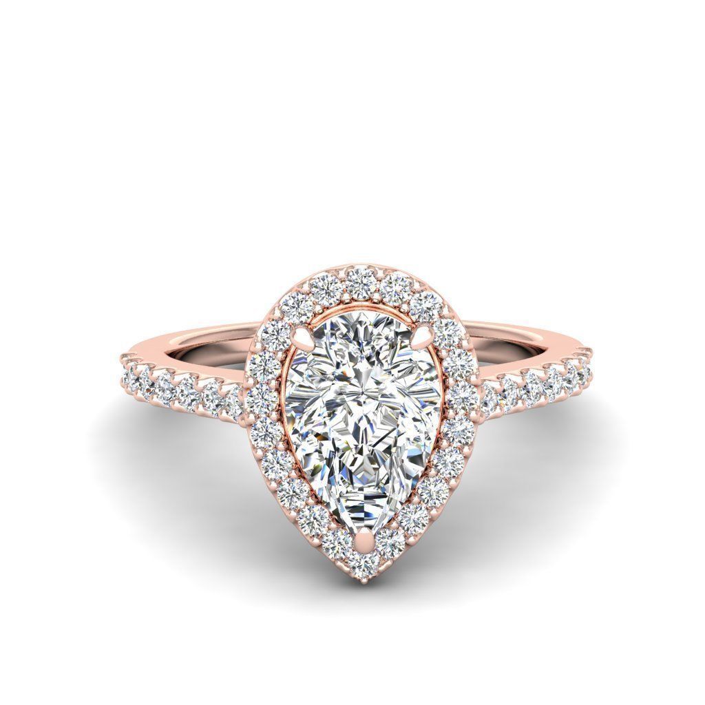 HFS-R064 (1) A stunning Silver 925 ring featuring a pear-shaped cut stone surrounded by a radiant halo.