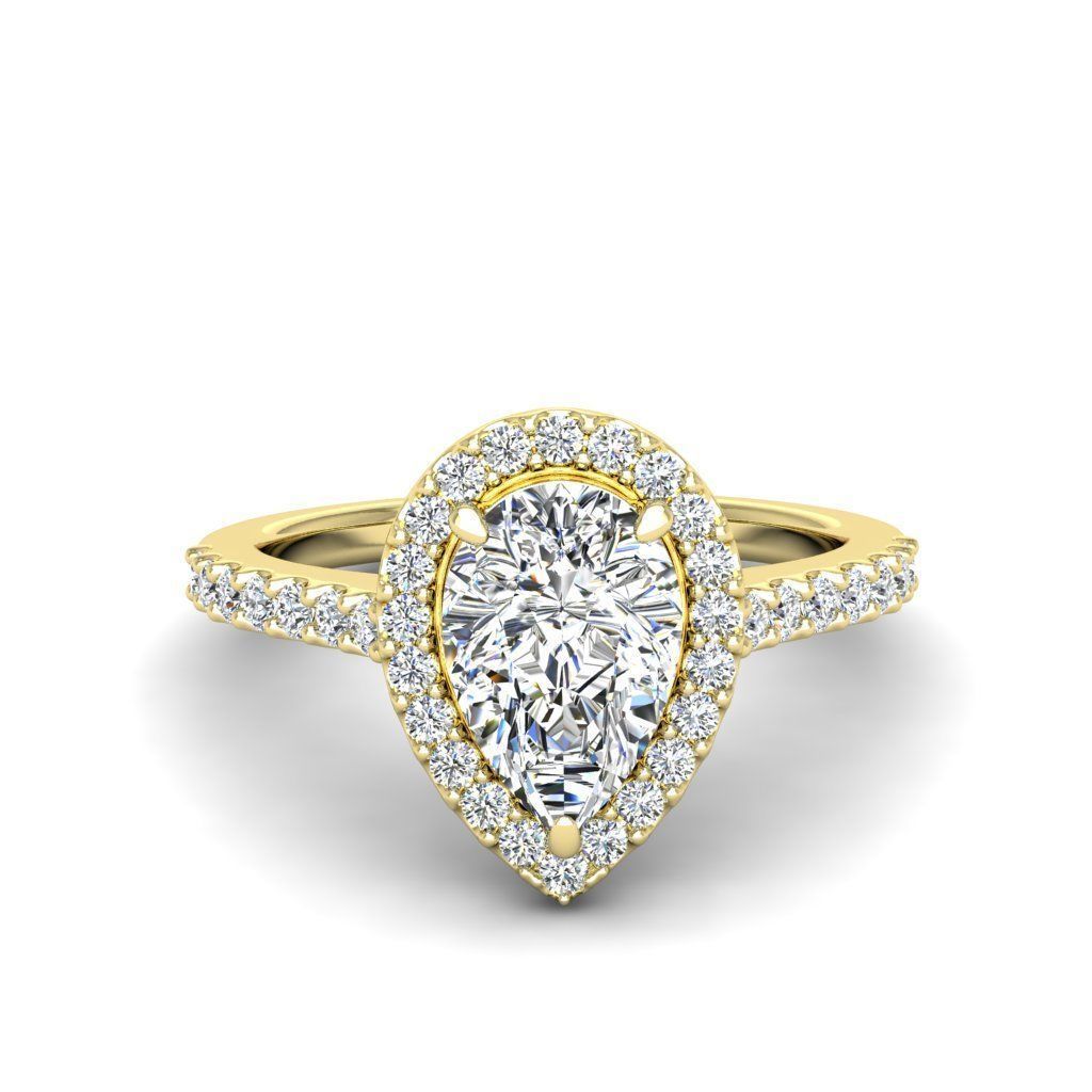 HFS-R064 (12) A stunning Silver 925 ring featuring a pear-shaped cut stone surrounded by a radiant halo.