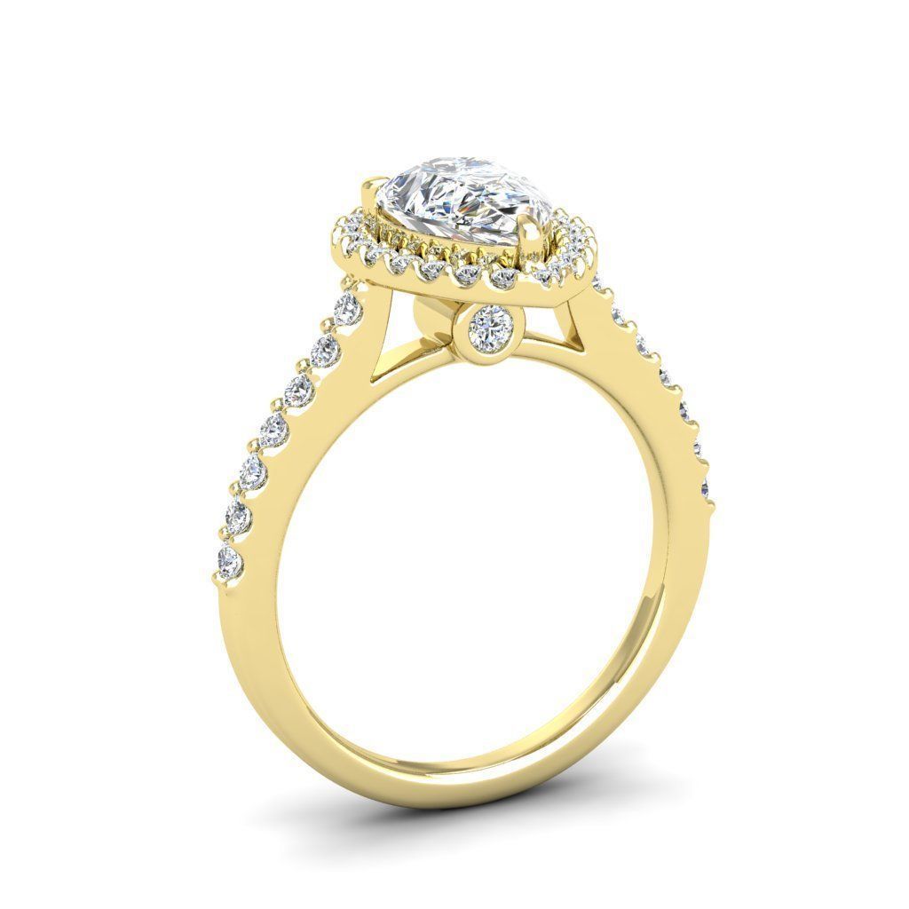 HFS-R064 (9) A stunning Silver 925 ring featuring a pear-shaped cut stone surrounded by a radiant halo.