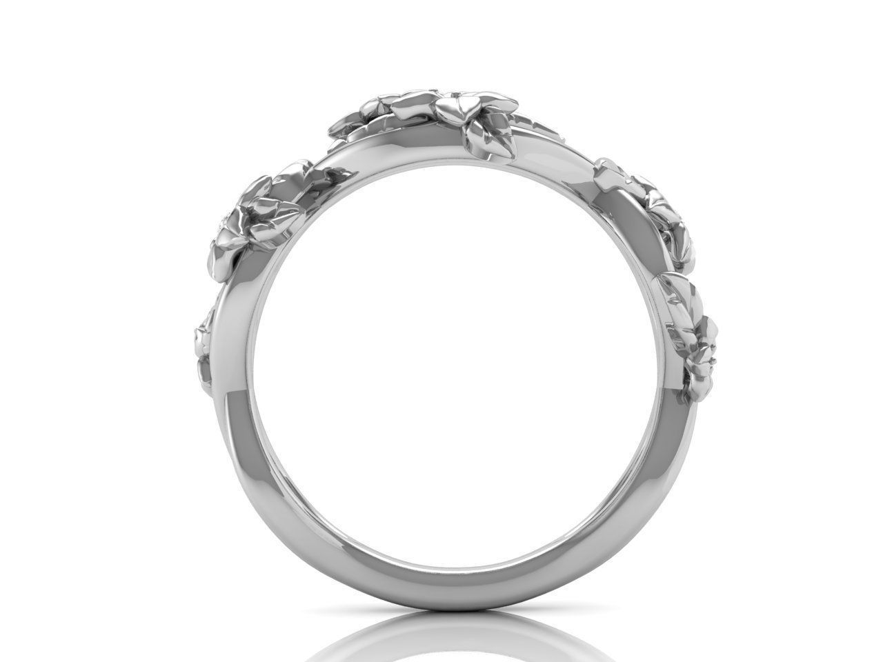 HFS-R066 (10) Intricate Silver Flower Ring featuring detailed floral design.