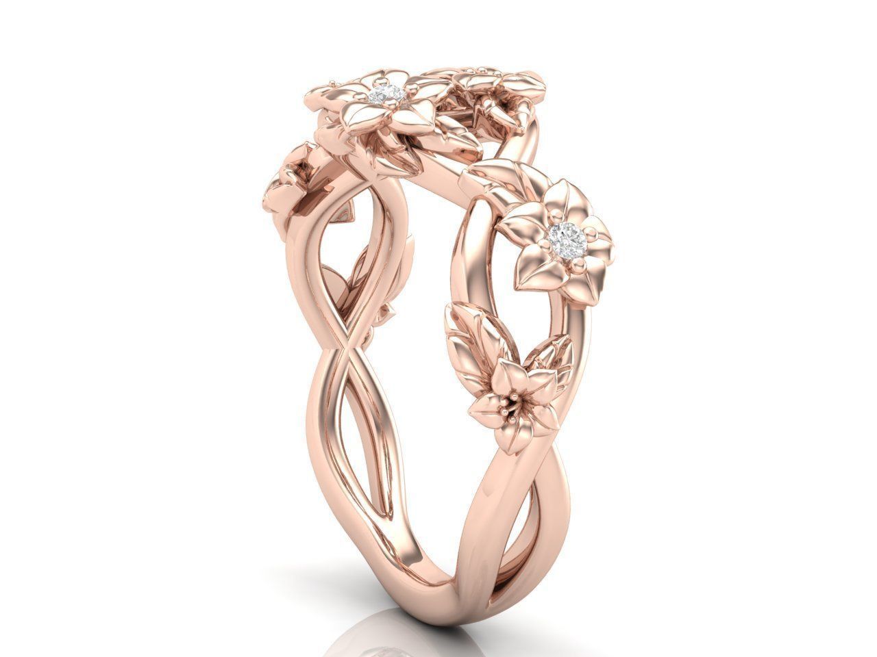 HFS-R066 (5) Intricate Silver Flower Ring featuring detailed floral design.