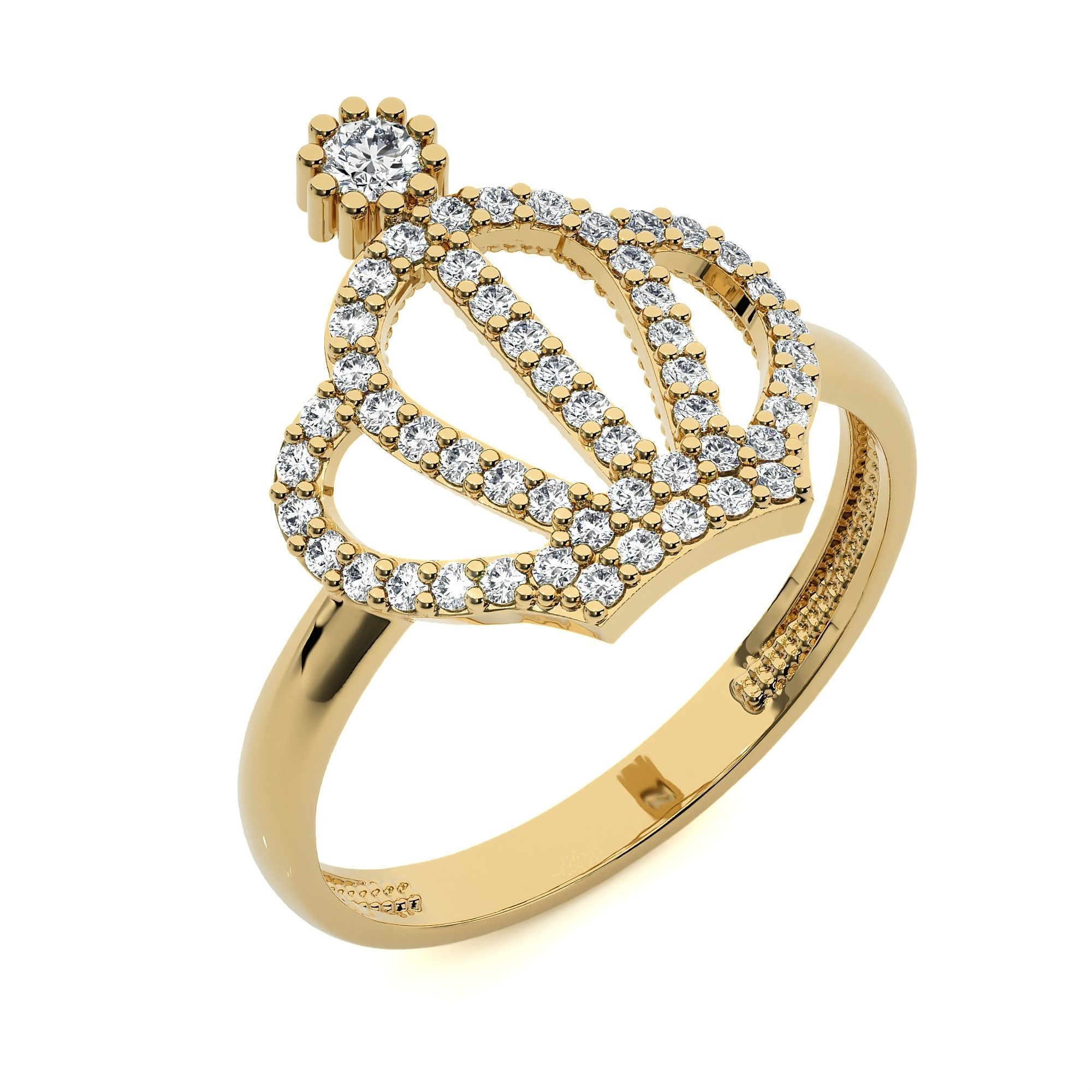 Silver crown ring with sparkling stones