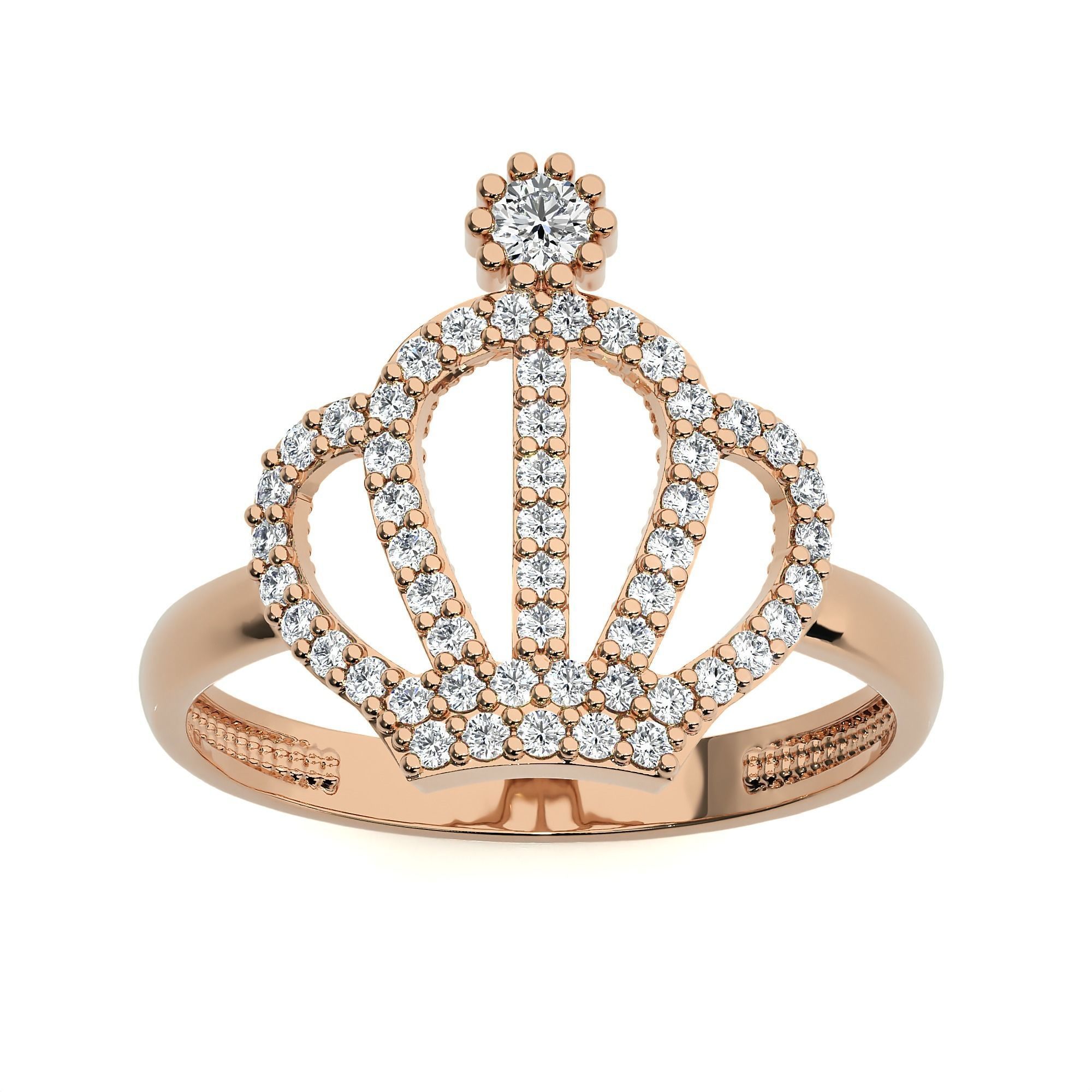 Silver crown ring with sparkling stones