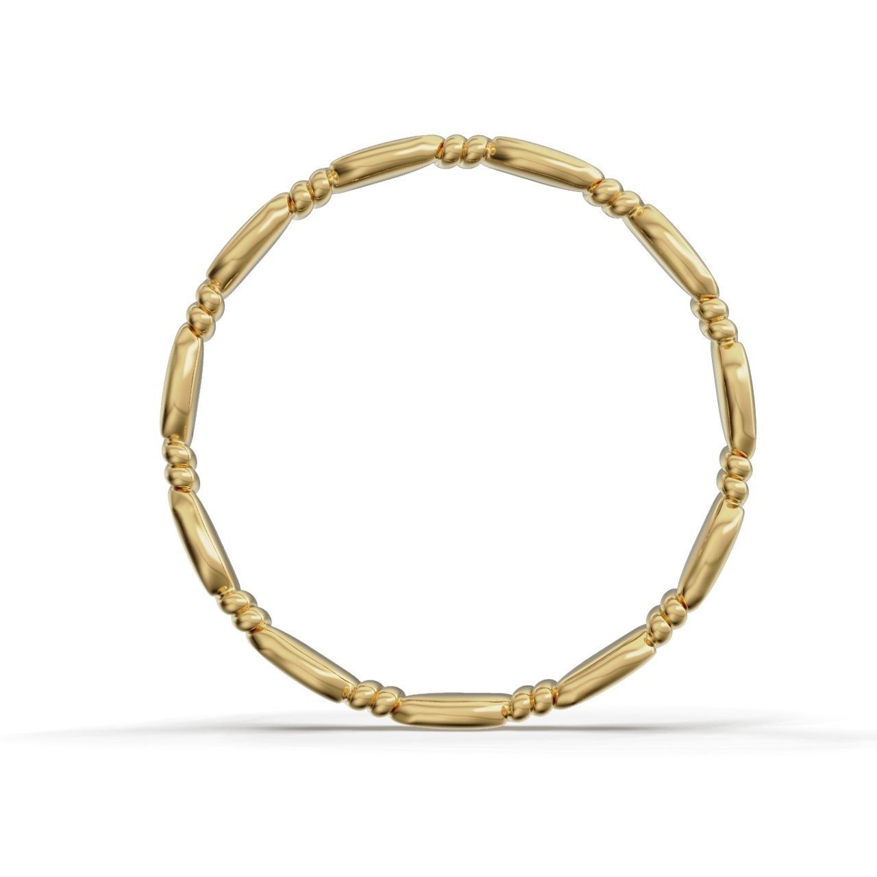 HFS-R069 (16) Modern Curved Silver Ring with an elegant and contemporary design featuring smooth, elongated sections linked together.