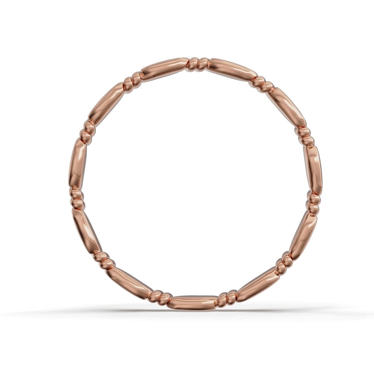 HFS-R069 (3) Modern Curved Silver Ring with an elegant and contemporary design featuring smooth, elongated sections linked together.