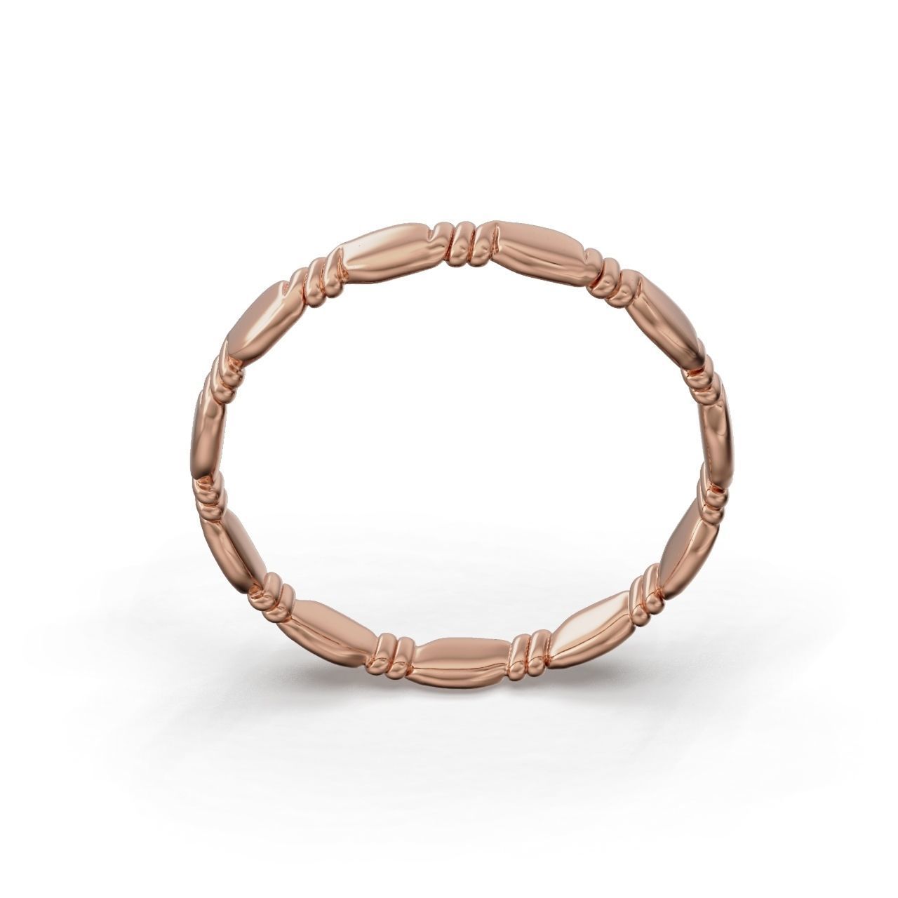 HFS-R069 (6) Modern Curved Silver Ring with an elegant and contemporary design featuring smooth, elongated sections linked together.