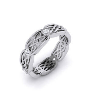 Elegant Knotwork Silver Ring with intricate design and high-polished finish