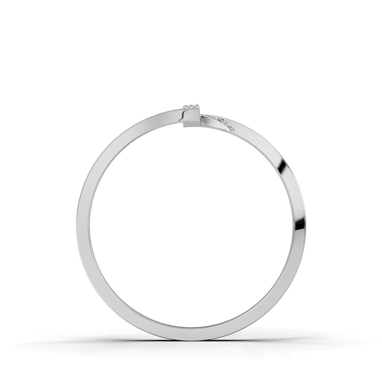 Sleek Silver Stone Ring with a modern design featuring a row of small gemstones set in a vertical line along one section of the band.