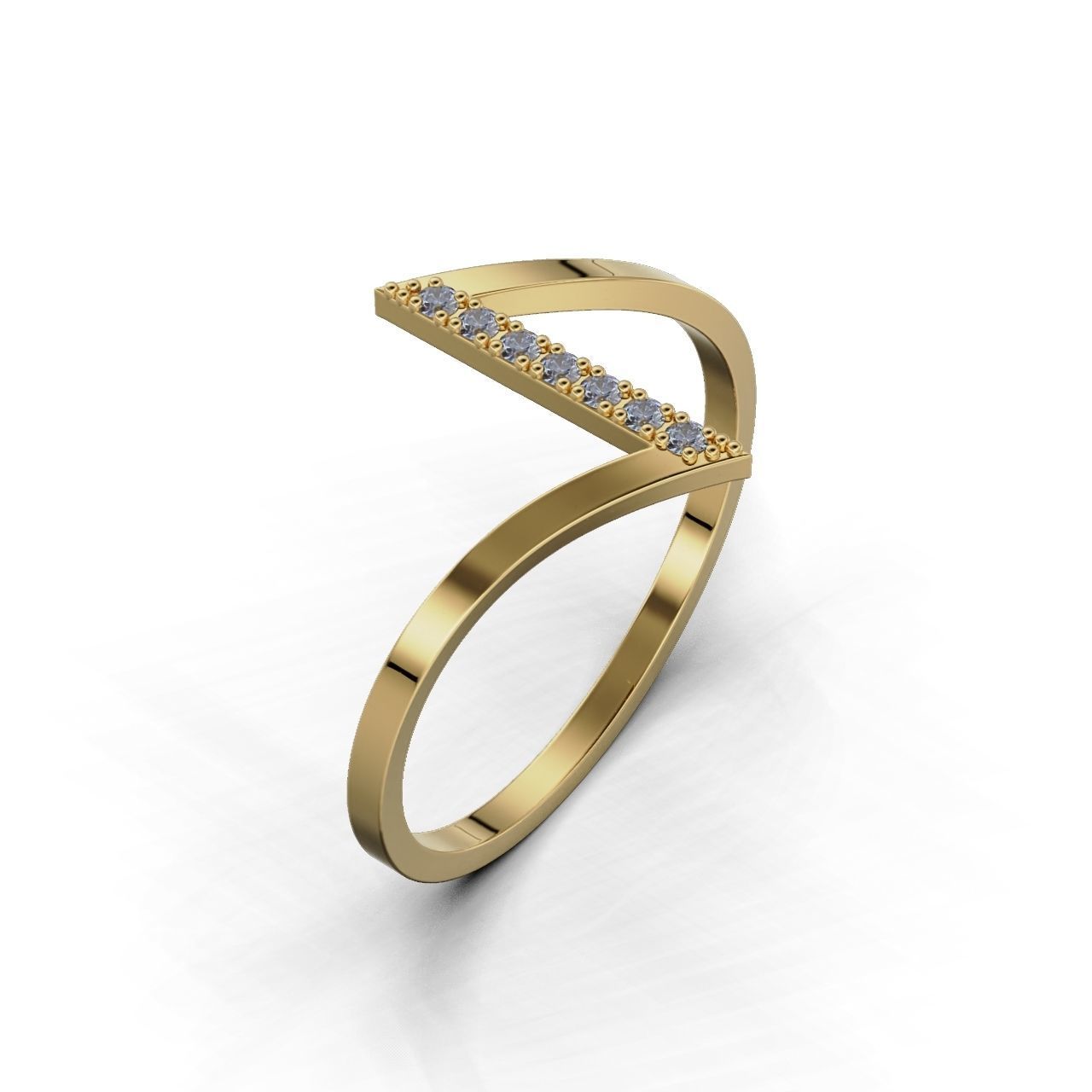 Sleek Silver Stone Ring with a modern design featuring a row of small gemstones set in a vertical line along one section of the band.