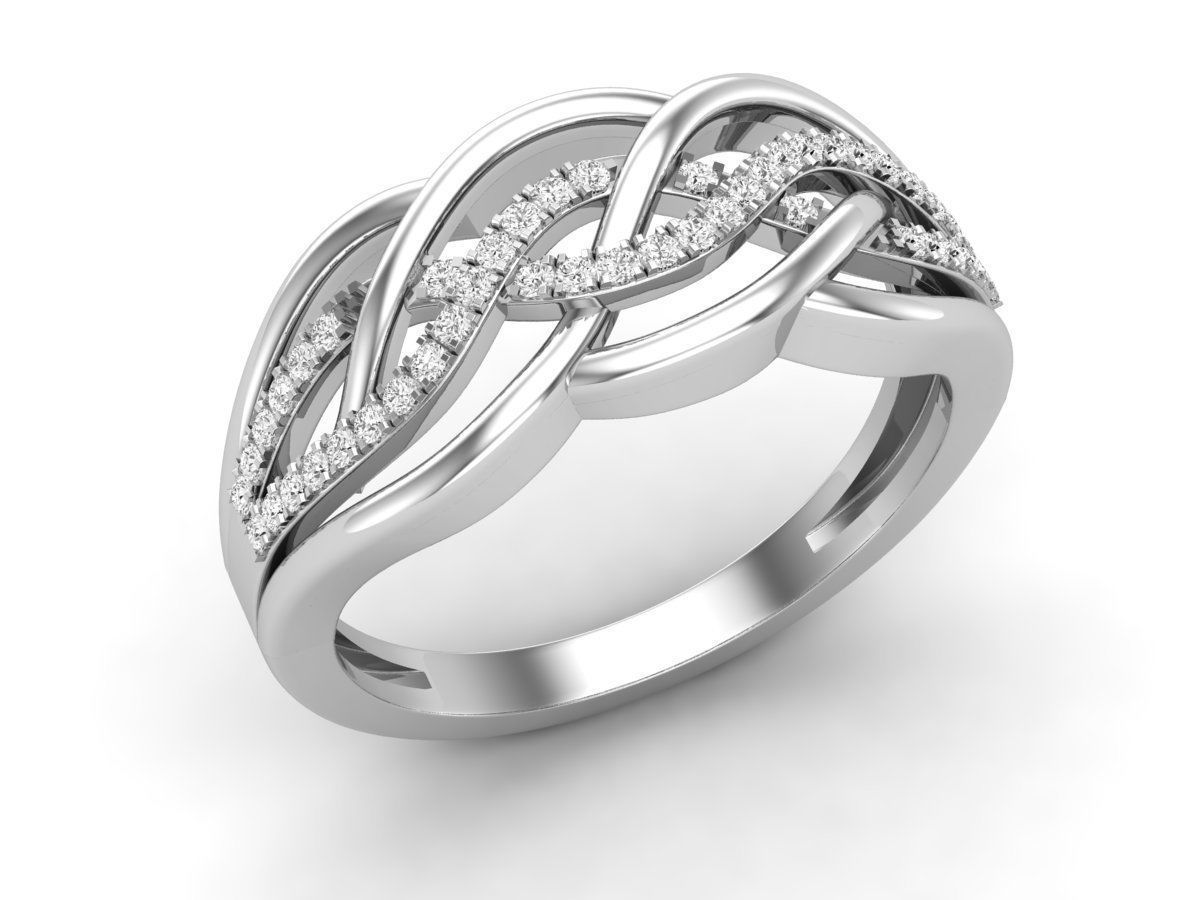 Radiant Wave Silver Ring with intertwined bands and shimmering stones, crafted from Silver 925.