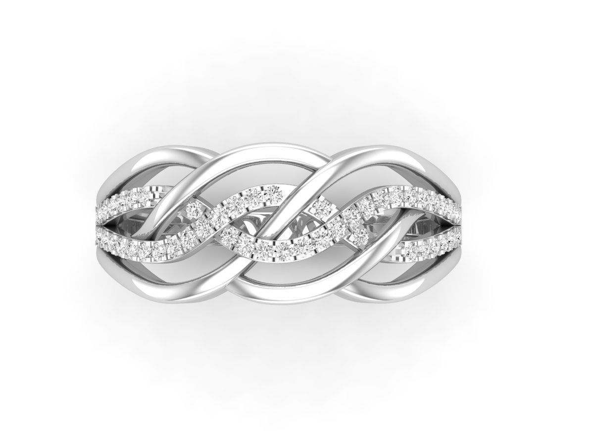 Radiant Wave Silver Ring with intertwined bands and shimmering stones, crafted from Silver 925.