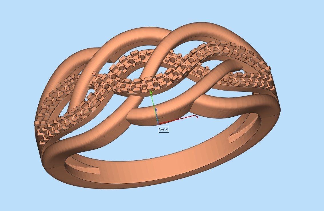 Radiant Wave Silver Ring with intertwined bands and shimmering stones, crafted from Silver 925.