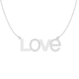Sparkling Silver Love Necklace with the word "LOVE" in sparkling letters.